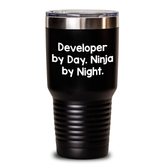 Developer Gifts: Tumbler by Day, Ninja by Night, Funny Inspirational Quote, Father's Day Unique Gifts for Men, Gifts from Friends - Main